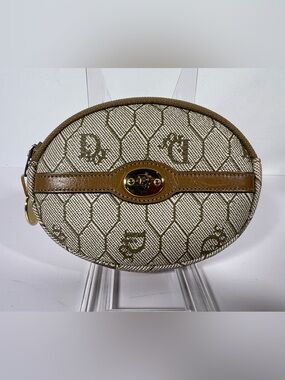 7523: Christian Dior Vintage Trotter Oval Coin Purse Canvas France